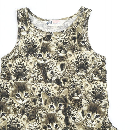 H&M Girls Beige   Shift  Size 18-24 Months  - Cat Dress