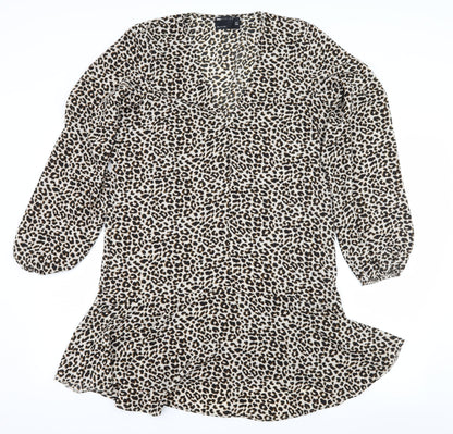 ASOS Womens Brown Animal Print  A-Line  Size 10
