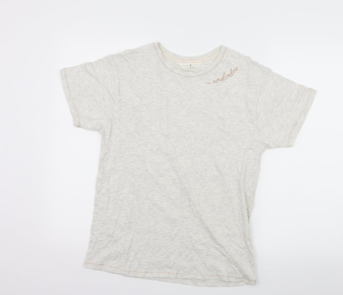 Marks & Spencer Womens Ivory Solid Jersey Top Pyjama Top Size 8  - & Relax
