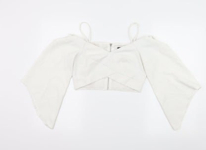 Womens UK Size 8 Topshop White Basic Blouse