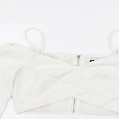 Womens UK Size 8 Topshop White Basic Blouse