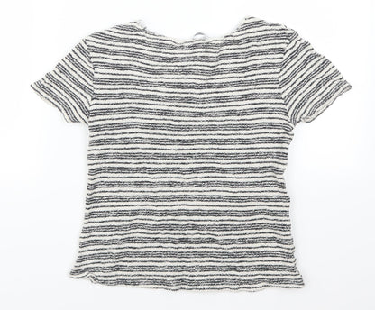 Zara Womens Grey Striped  Basic T-Shirt Size S