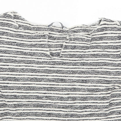Zara Womens Grey Striped  Basic T-Shirt Size S