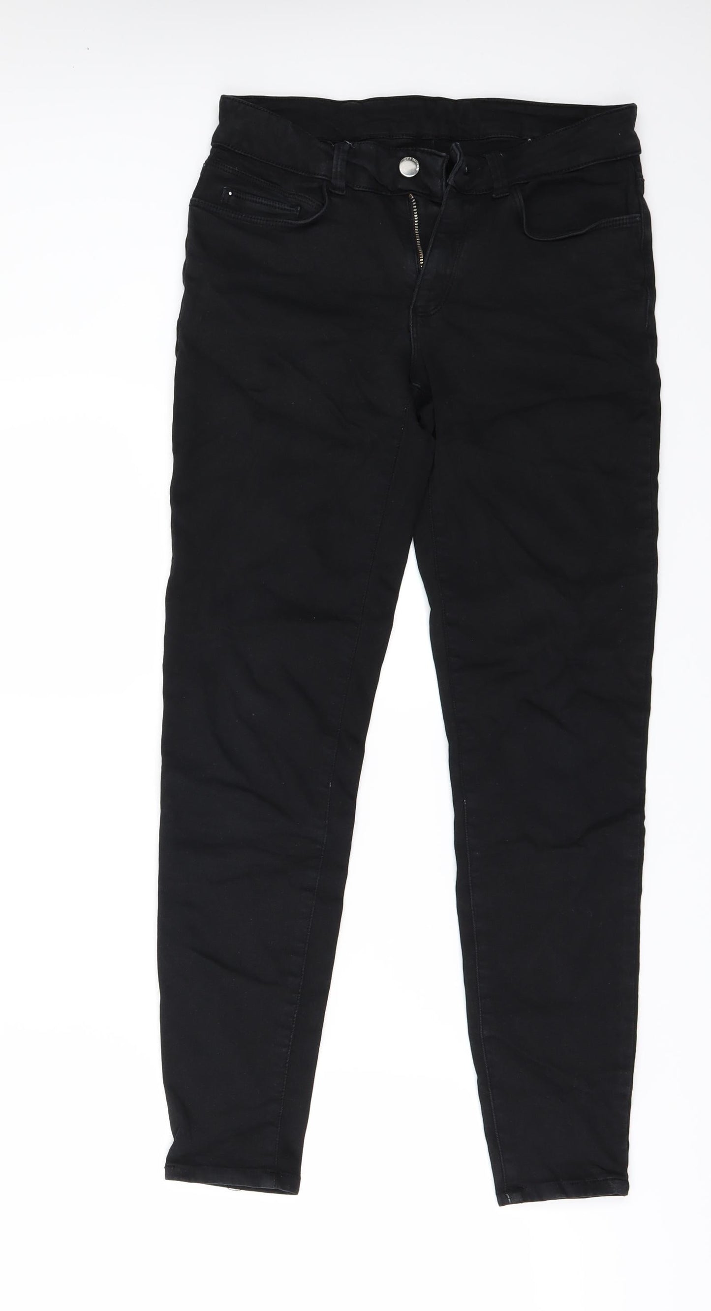 Womens UK Size 30 Preworn Regular Fit Skinny Black Jeans