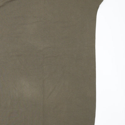 Womens UK Size 8 Apricot Green Basic T-Shirt