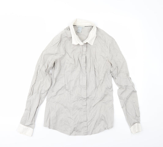 Womens UK Size 8 H&M Grey Tunic Button-Up