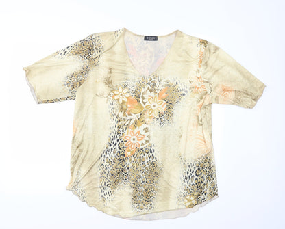 Womens UK Size L Sonic Collection Beige Basic T-Shirt