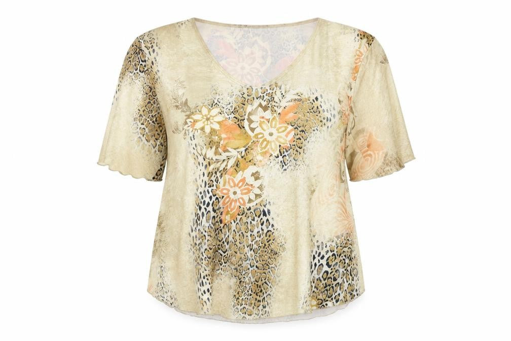 Womens UK Size L Sonic Collection Beige Basic T-Shirt