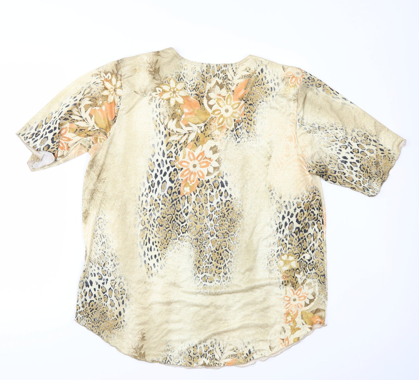 Womens UK Size L Sonic Collection Beige Basic T-Shirt