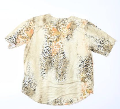 Womens UK Size L Sonic Collection Beige Basic T-Shirt