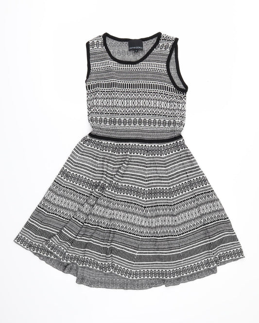 Cynthia Rowley Womens Grey Geometric  Skater Dress  Size S