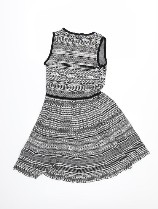 Cynthia Rowley Womens Grey Geometric  Skater Dress  Size S