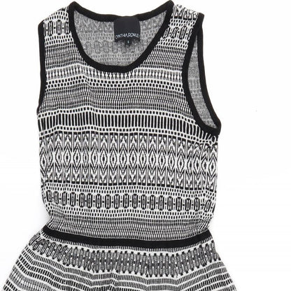 Cynthia Rowley Womens Grey Geometric  Skater Dress  Size S