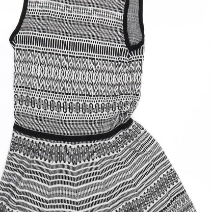 Cynthia Rowley Womens Grey Geometric  Skater Dress  Size S