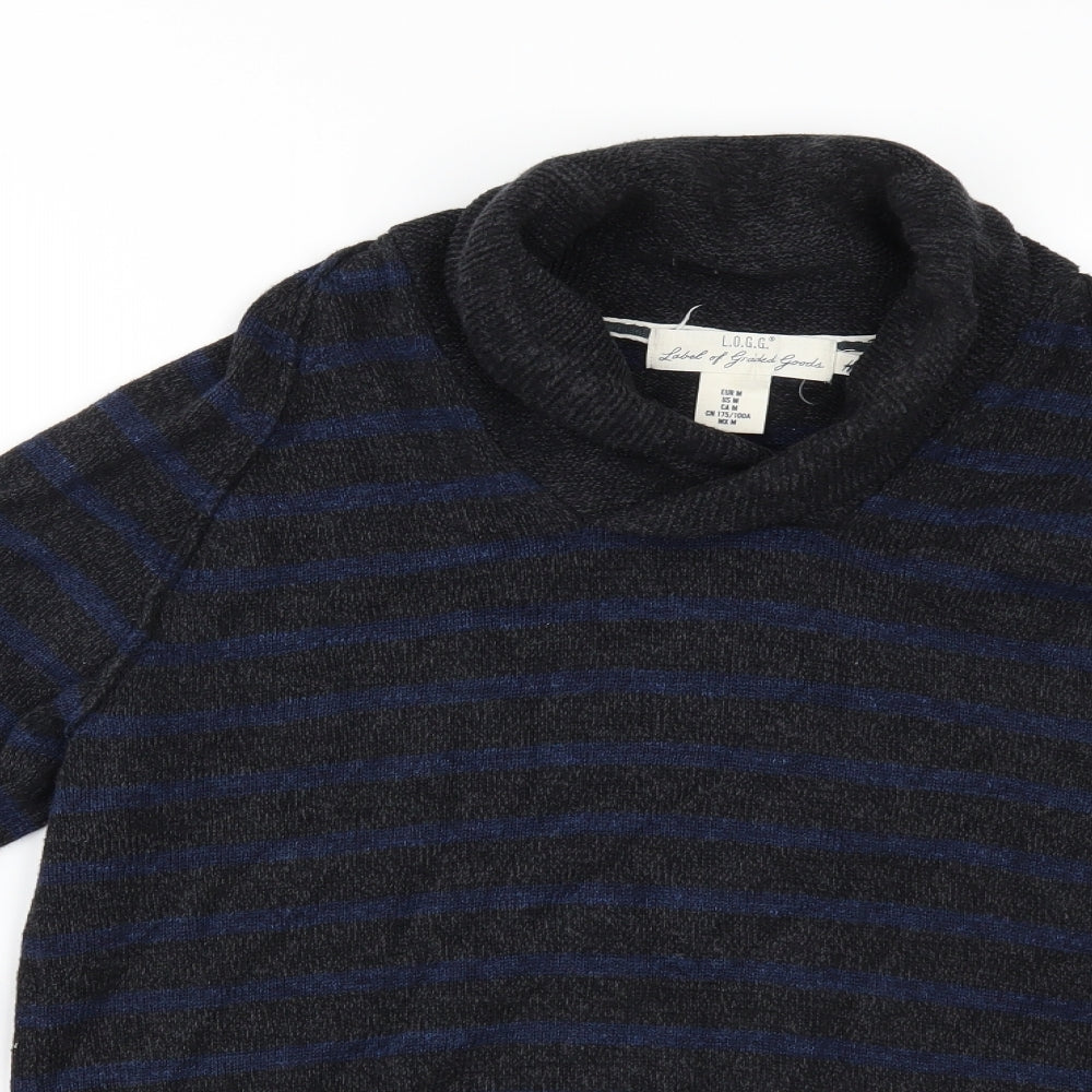 H&M Mens Grey Striped  Pullover Jumper Size M