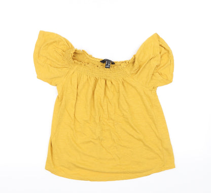Womens UK Size 6 New Look Yellow Basic T-Shirt