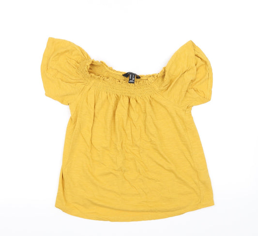 Womens UK Size 6 New Look Yellow Basic T-Shirt