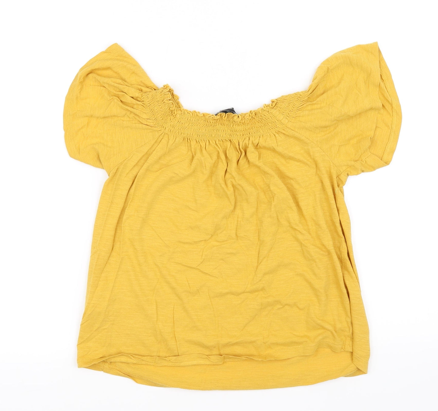 Womens UK Size 6 New Look Yellow Basic T-Shirt