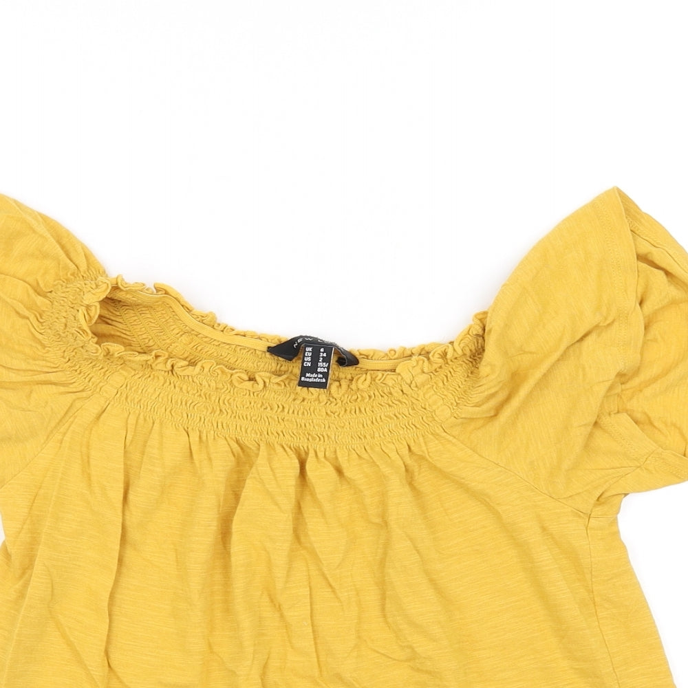 Womens UK Size 6 New Look Yellow Basic T-Shirt