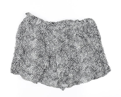 Primark Womens White Animal Print  Cut-Off Shorts Size 10