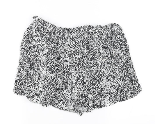 Primark Womens White Animal Print  Cut-Off Shorts Size 10