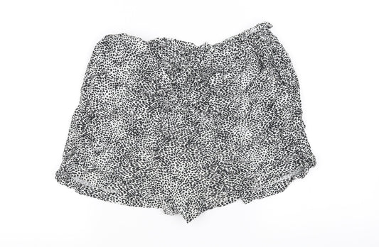 Primark Womens White Animal Print  Cut-Off Shorts Size 10