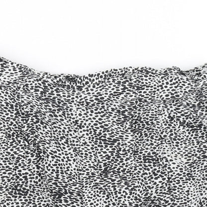 Primark Womens White Animal Print  Cut-Off Shorts Size 10