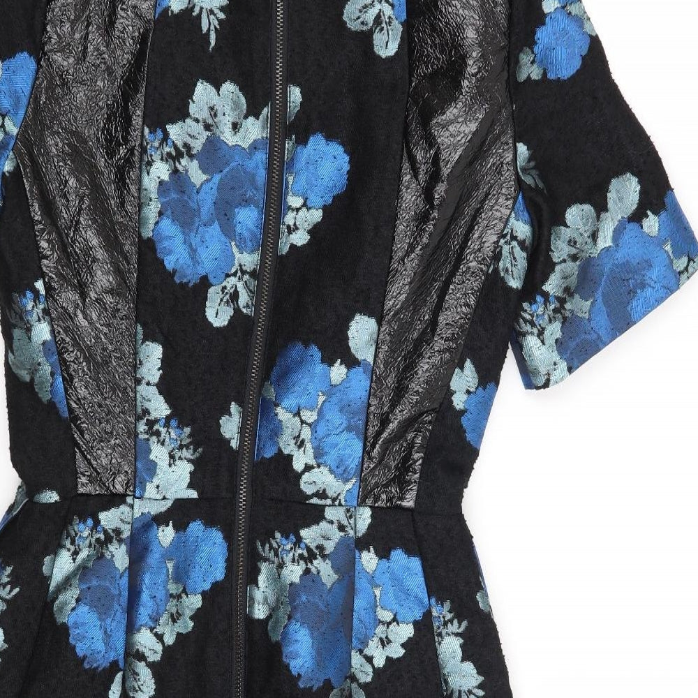 Topshop Womens Black Floral  Shift  Size 6