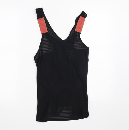 Workout Womens Black Striped  Basic T-Shirt Size S