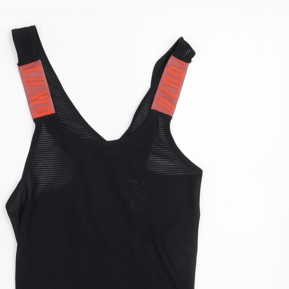 Workout Womens Black Striped  Basic T-Shirt Size S