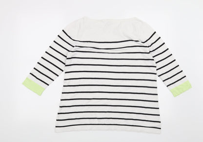 Street One Womens White Striped  Pullover Jumper Size 12
