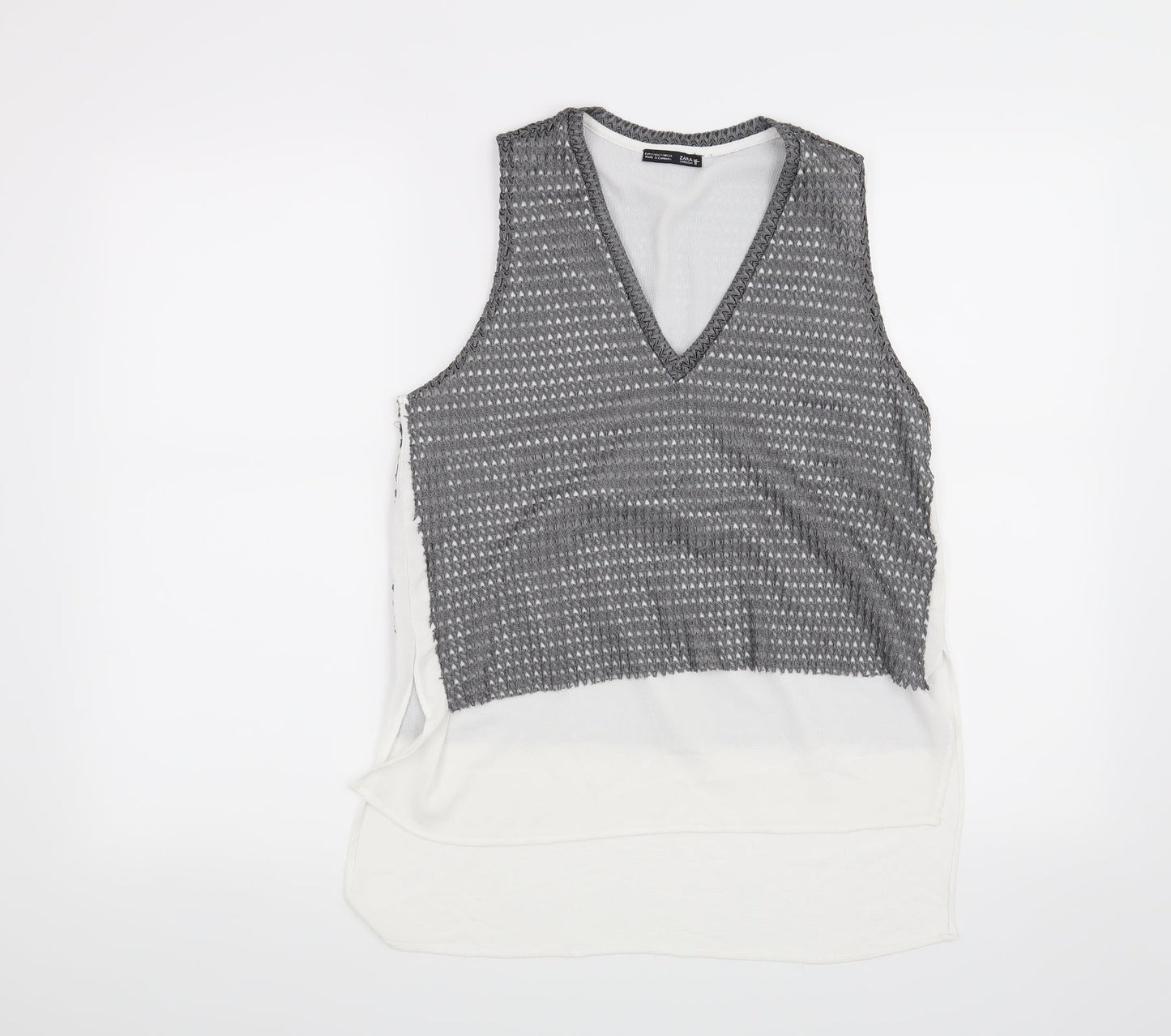 Womens UK Size S Zara Grey Basic Blouse