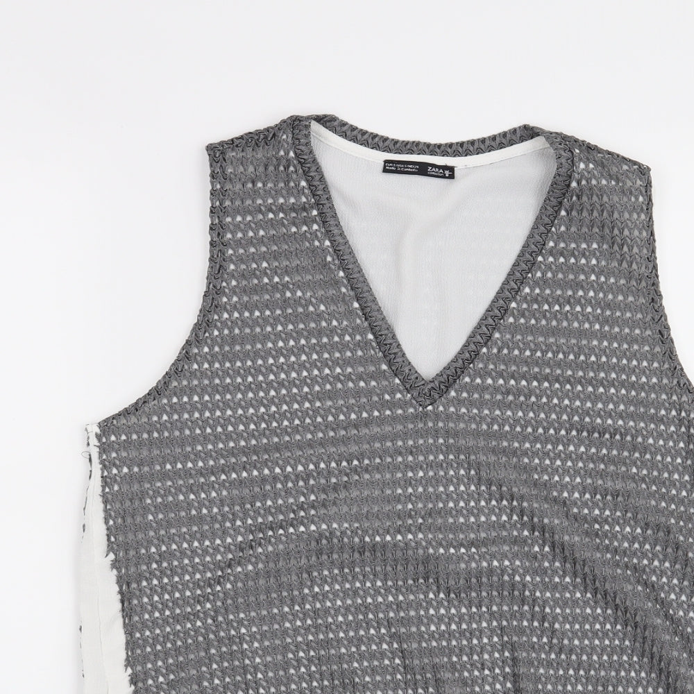 Womens UK Size S Zara Grey Basic Blouse