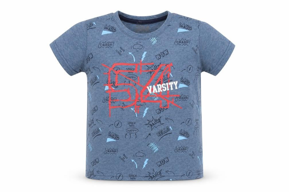 Front view of J&N boys’ blue basic t-shirt, size 4, years