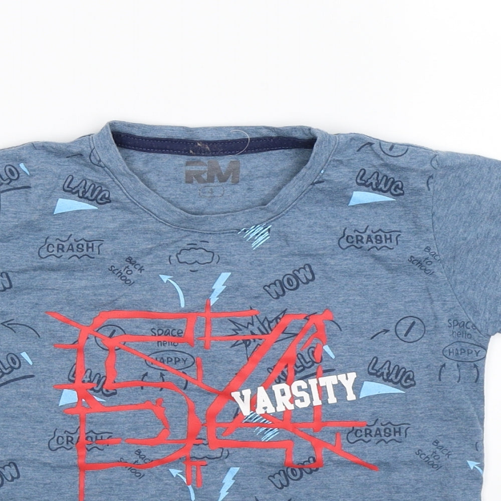 Close-up detail of J&N boys’ blue basic t-shirt, size 4, years