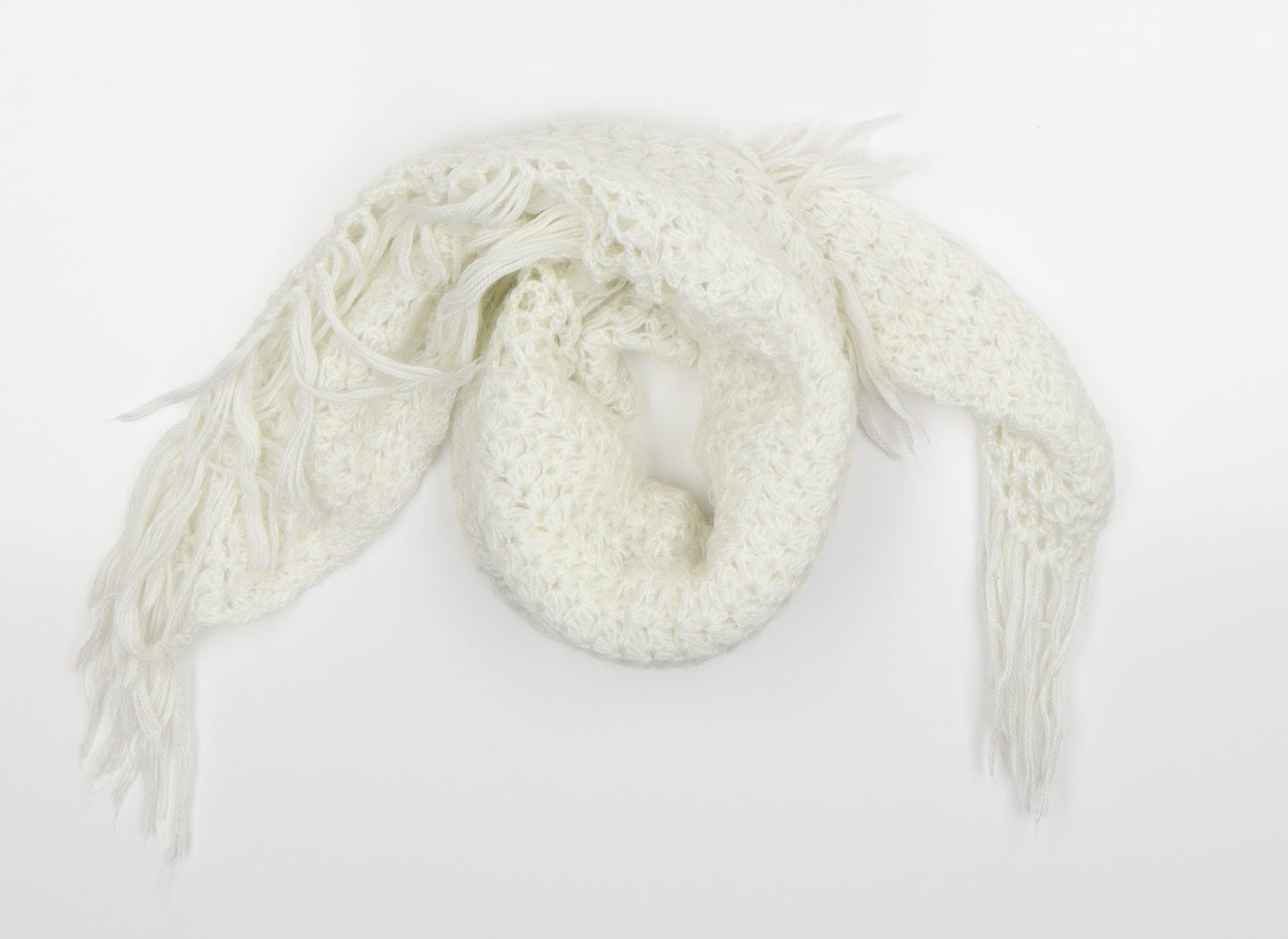Preworn Womens White  Knit  Shawl/Wrap