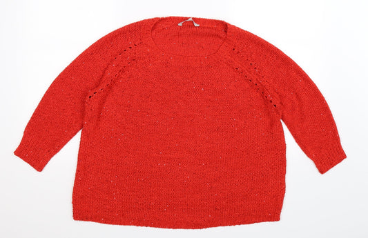 Pebble Bay Womens Red  Knit Pullover Jumper Size M