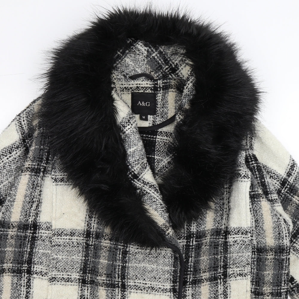 A&G Womens Multicoloured Check  Overcoat Coat Size M