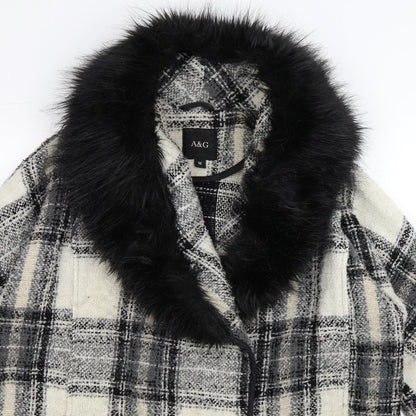 A&G Womens Multicoloured Check  Overcoat Coat Size M