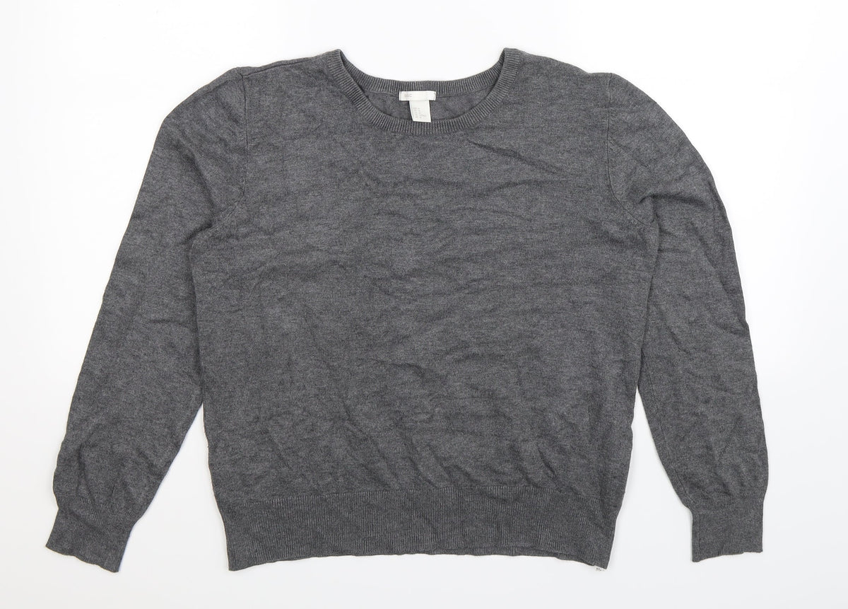 H&M Womens Grey  Knit Pullover Jumper Size M