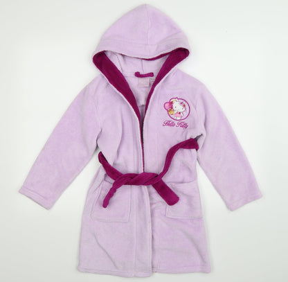 Sanrio Girls Purple Solid Fleece Kimono Robe Size 7-8 Years  - Hello Kitty