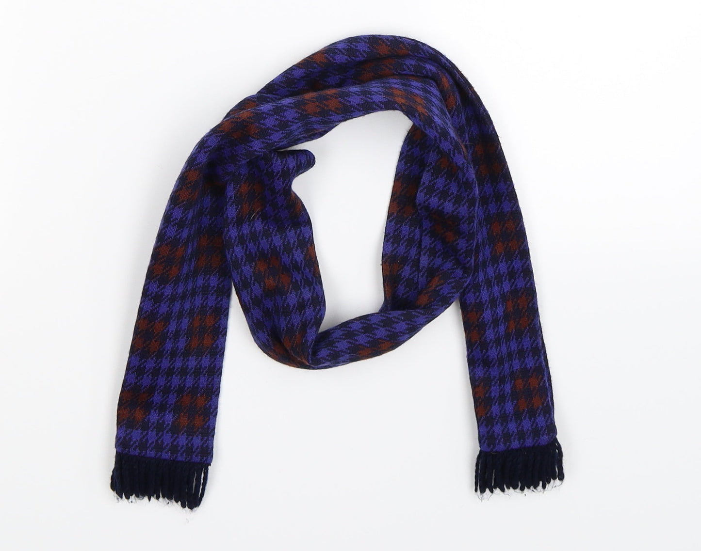 Preworn Boys Blue Check Knit Scarf  One Size