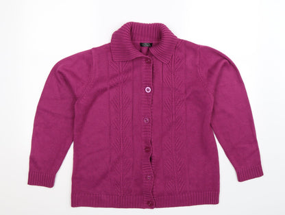 BM Womens Purple  Knit Cardigan Jumper Size M