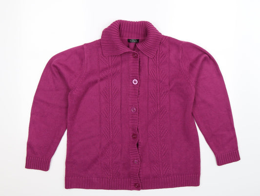 BM Womens Purple  Knit Cardigan Jumper Size M