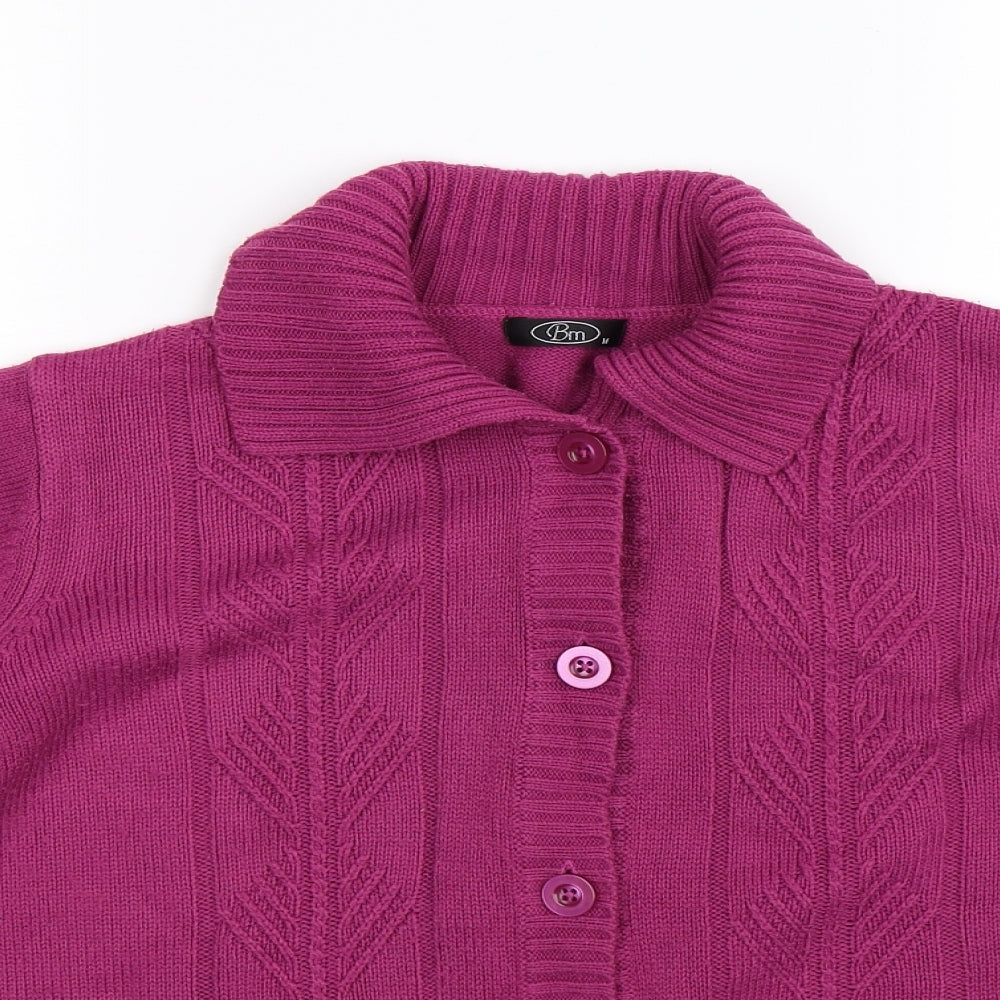 BM Womens Purple  Knit Cardigan Jumper Size M