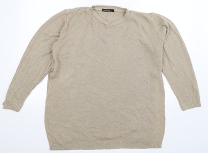 Boohoo Womens Beige  Knit Pullover Jumper Size L