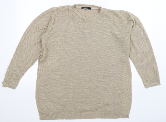 Boohoo Womens Beige  Knit Pullover Jumper Size L