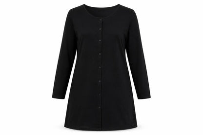 Front view of Sunnyme women’s black rayon a-line, size XL