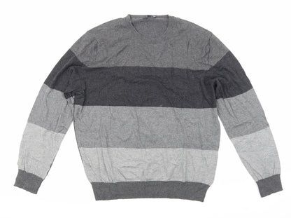 Gap Mens Grey Striped Knit Pullover Jumper Size L
