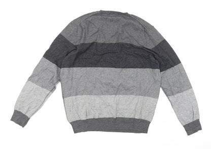 Gap Mens Grey Striped Knit Pullover Jumper Size L